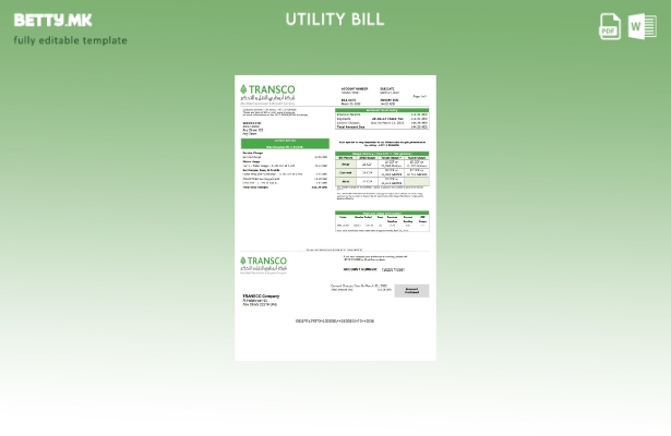 Шаблон за комунални сметки во модерен стил на ОАЕ Абу Даби за пренос и испраќање